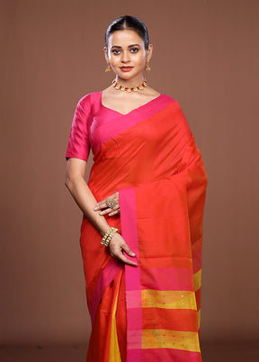 Red Matka Silk Saree With Blouse Piece