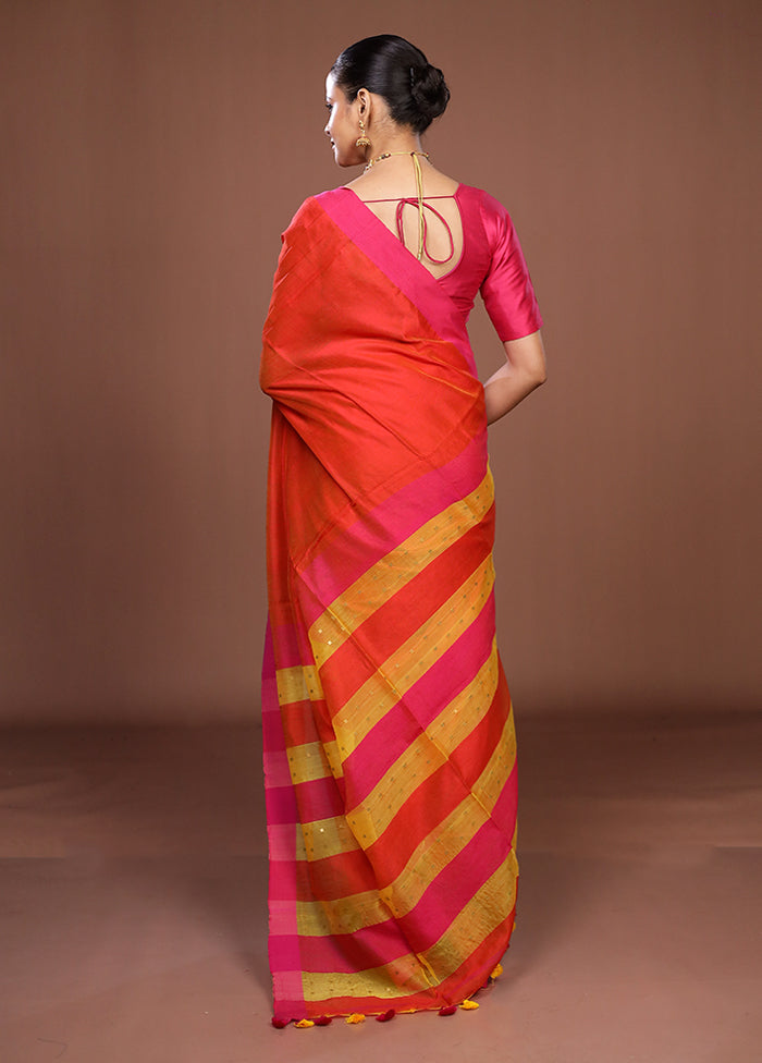 Red Matka Silk Saree With Blouse Piece