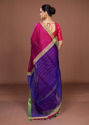Pink Matka Silk Saree With Blouse Piece