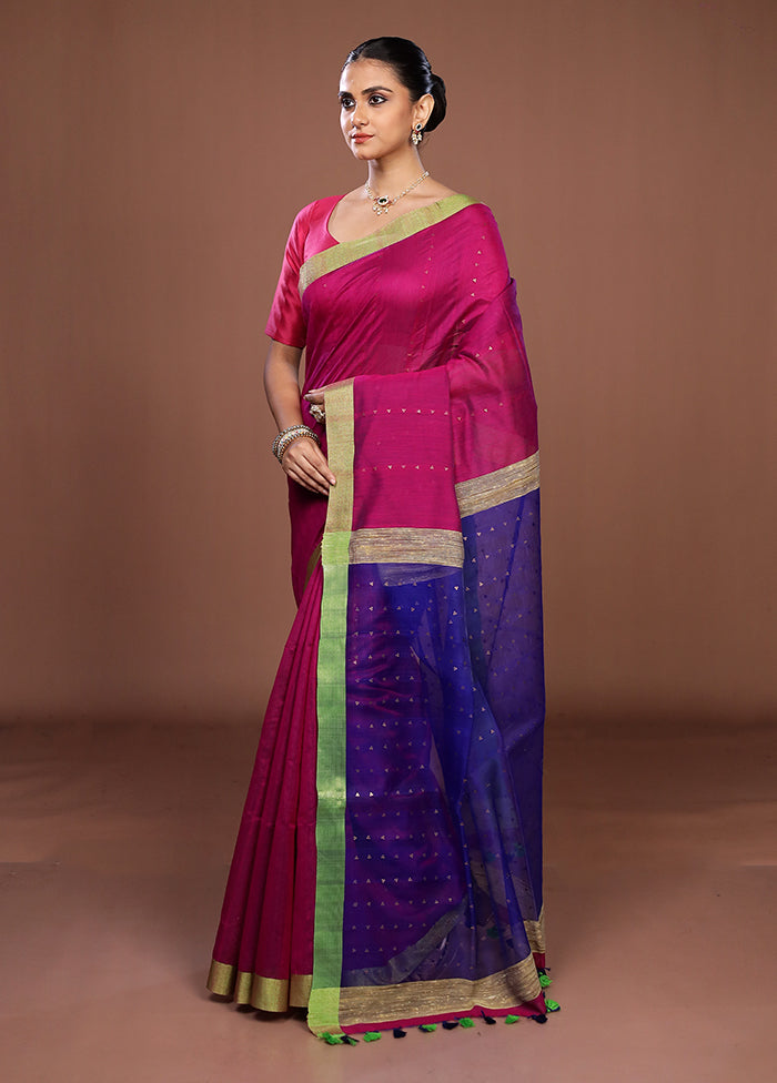 Pink Matka Silk Saree With Blouse Piece