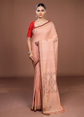 Pink Matka Silk Saree With Blouse Piece