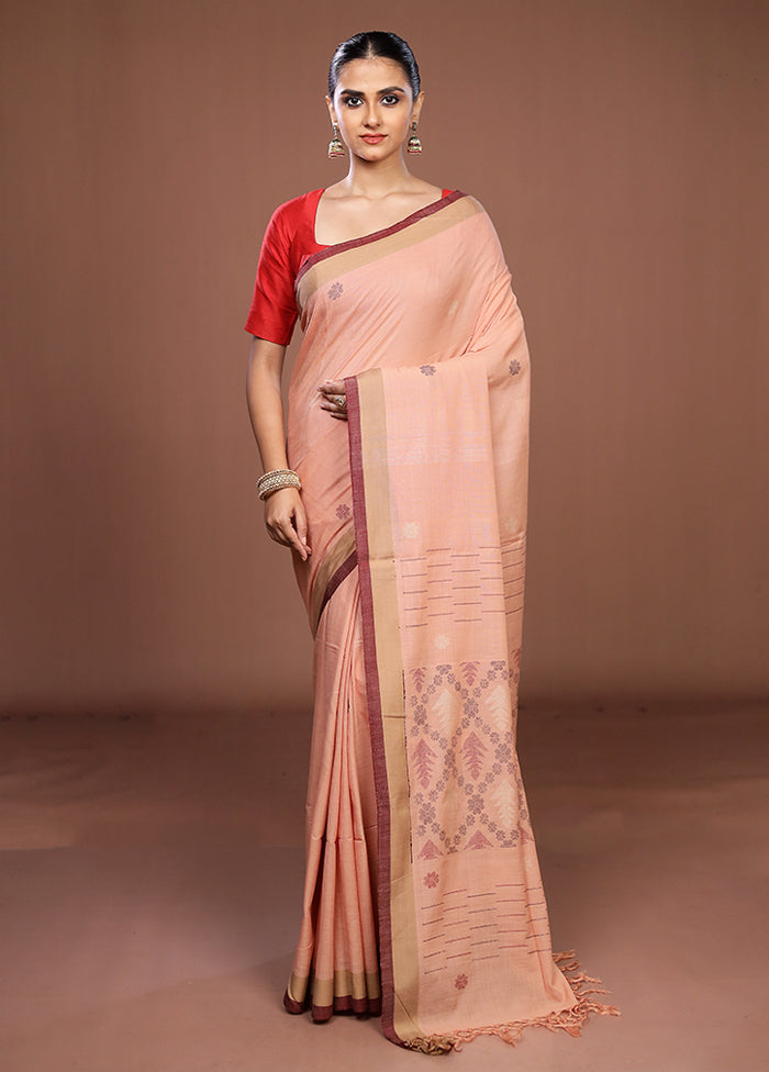 Pink Matka Silk Saree With Blouse Piece