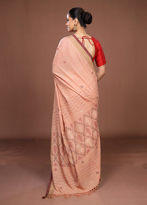 Pink Matka Silk Saree With Blouse Piece