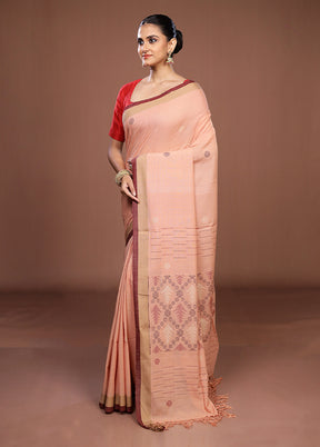 Pink Matka Silk Saree With Blouse Piece