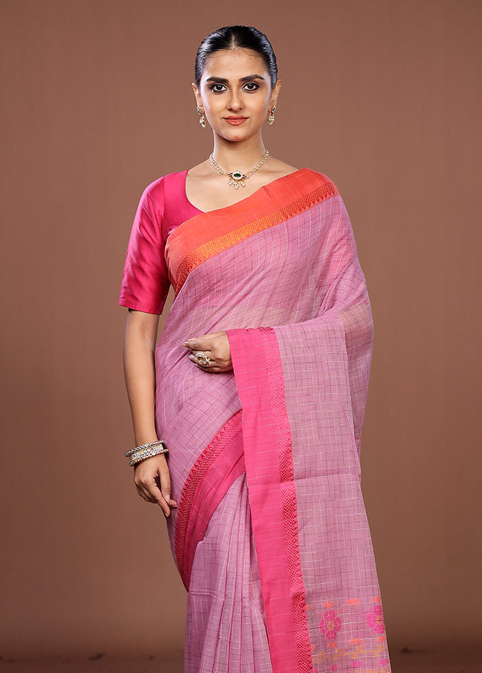 Pink Matka Silk Saree With Blouse Piece