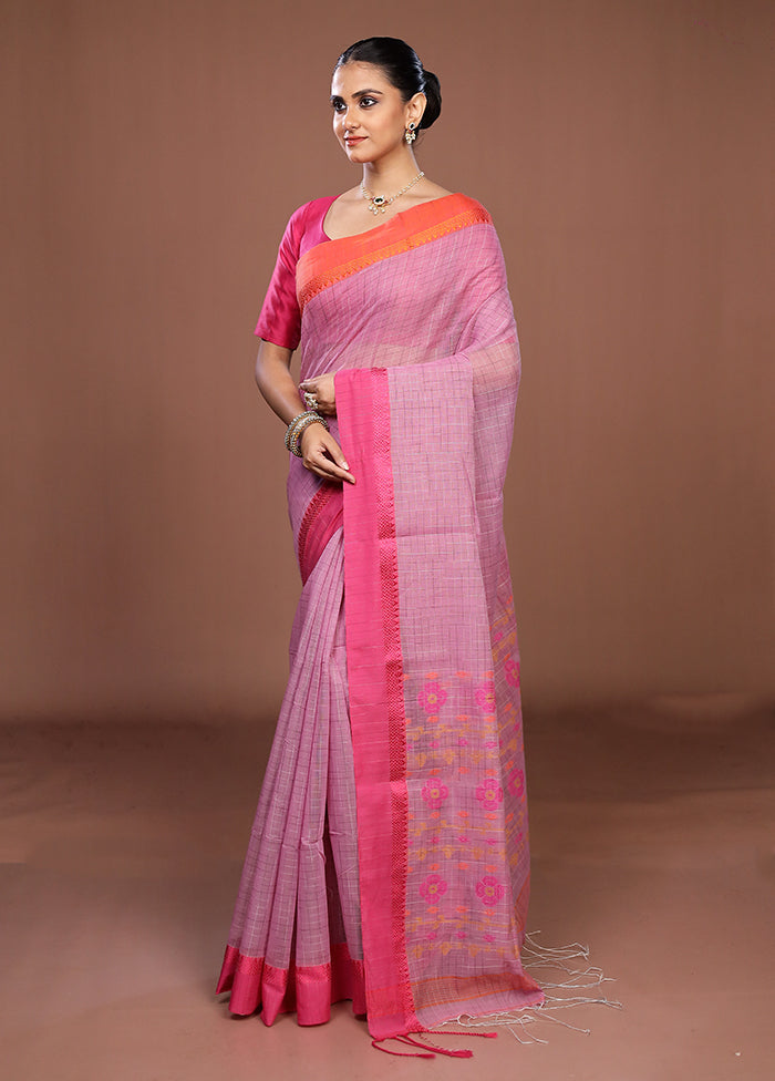 Pink Matka Silk Saree With Blouse Piece