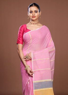 Pink Matka Silk Saree With Blouse Piece