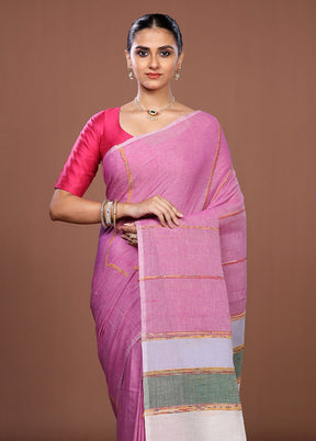 Pink Matka Silk Saree With Blouse Piece