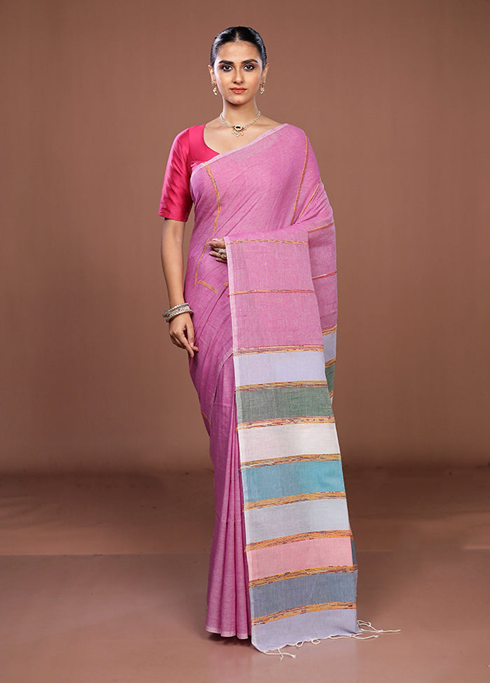Pink Matka Silk Saree With Blouse Piece