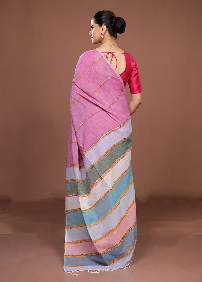 Pink Matka Silk Saree With Blouse Piece