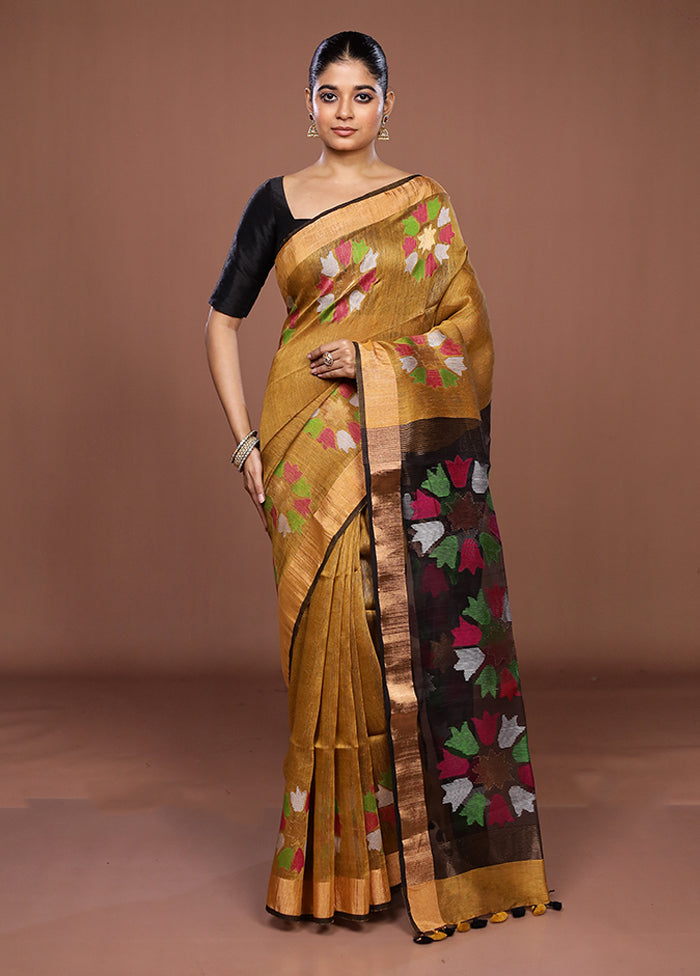 Yellow Matka Silk Saree With Blouse Piece