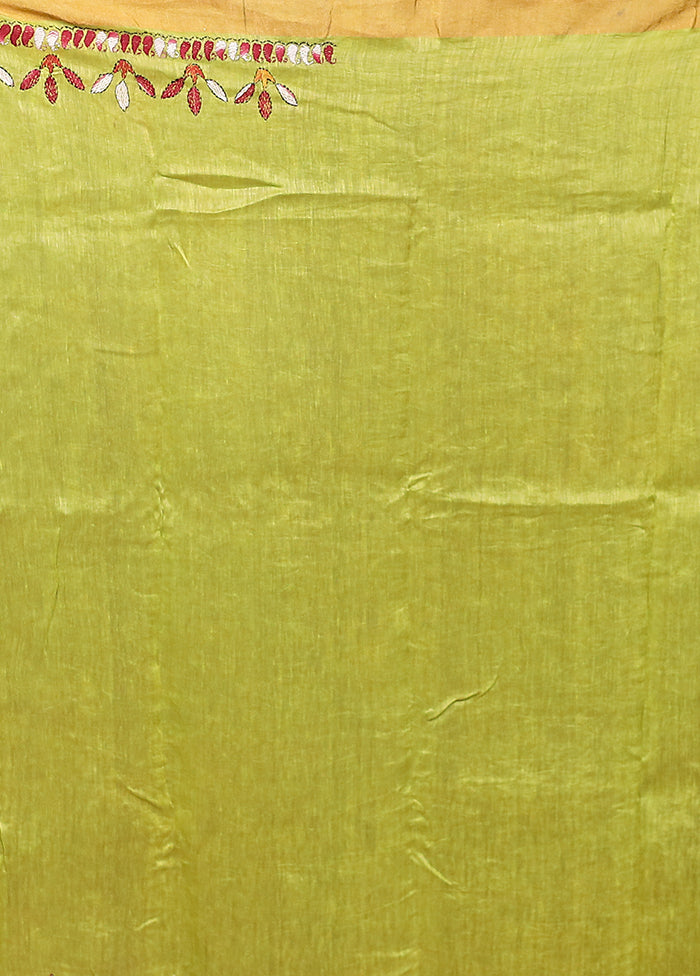 Green Matka Silk Saree With Blouse Piece