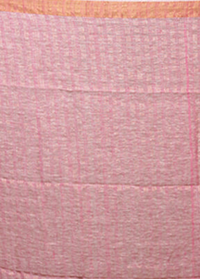 Pink Handloom Matka Pure Silk Saree With Blouse Piece