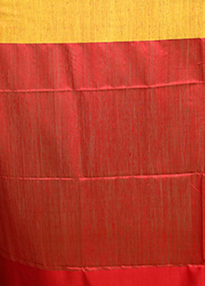 Yellow Handloom Matka Pure Silk Saree With Blouse Piece