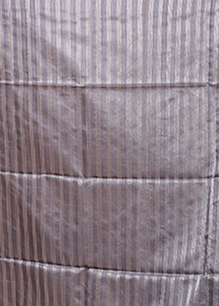Grey Handloom Matka Pure Silk Saree With Blouse Piece