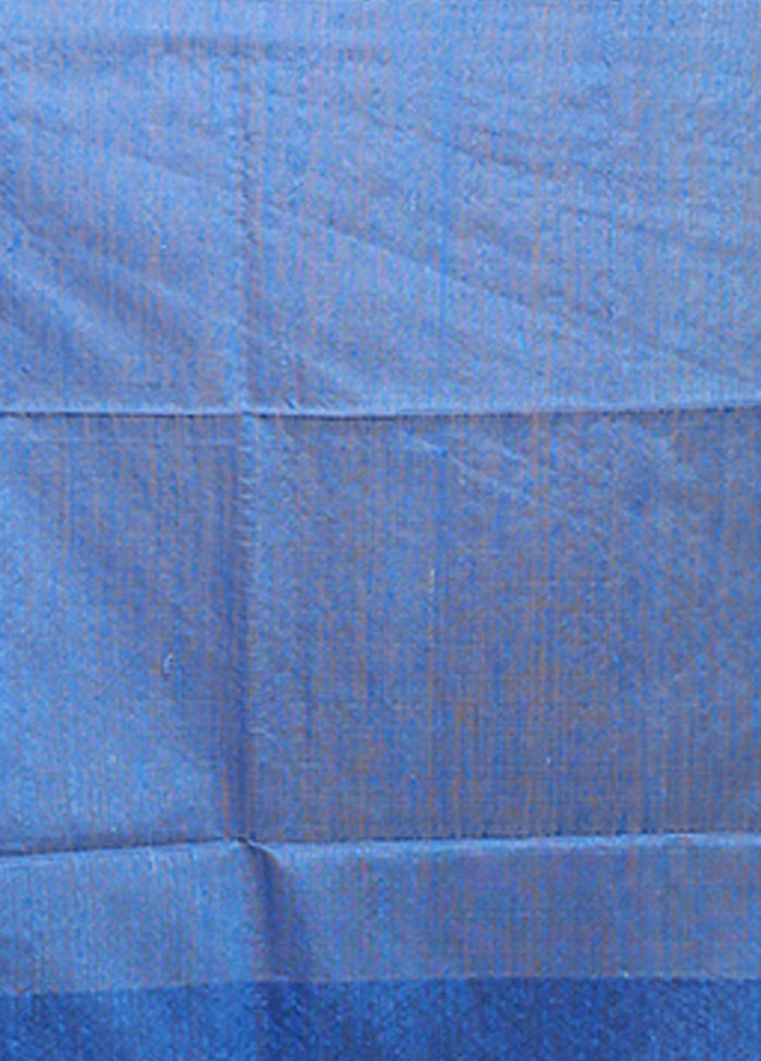 Blue Handloom Matka Pure Silk Saree With Blouse Piece
