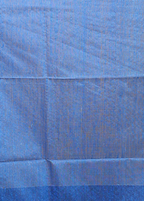 Blue Handloom Matka Pure Silk Saree With Blouse Piece
