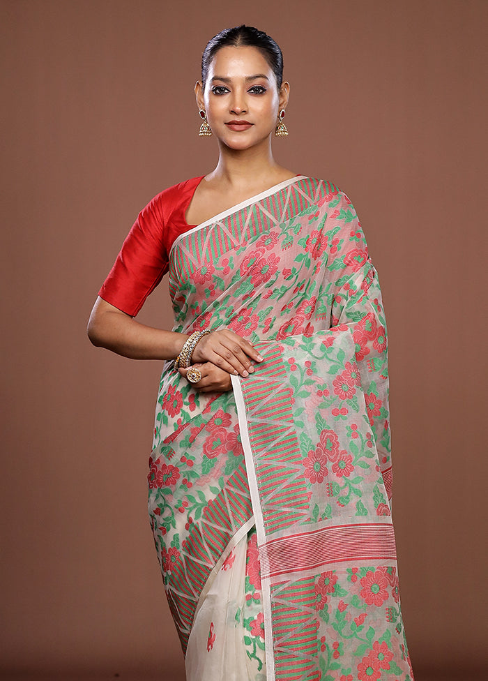 White Matka Silk Saree With Blouse Piece