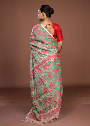 White Matka Silk Saree With Blouse Piece