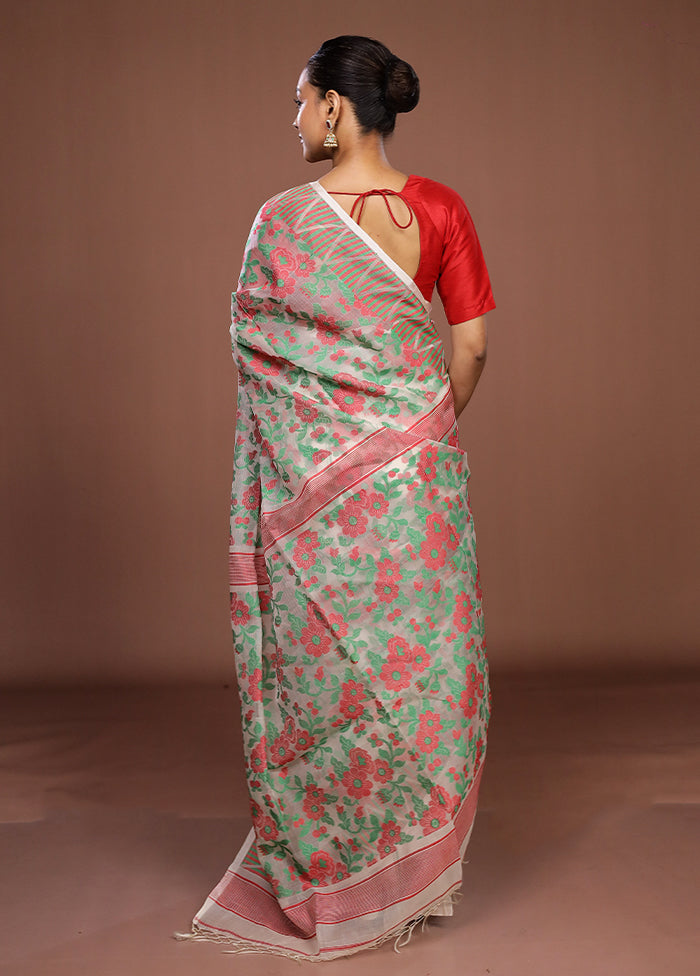 White Matka Silk Saree With Blouse Piece