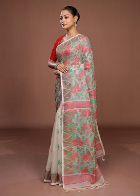 White Matka Silk Saree With Blouse Piece