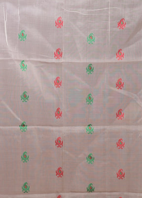 White Matka Silk Saree With Blouse Piece