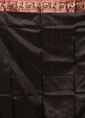 Black Handloom Baluchari Pure Silk Saree With Blouse Piece