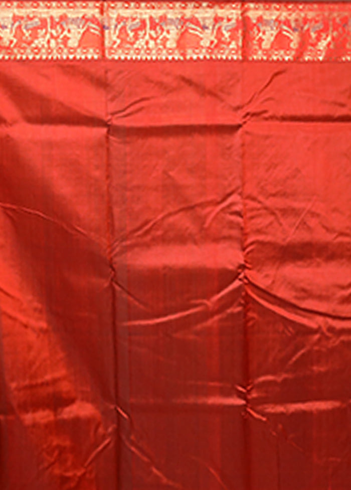 Grey Handloom Baluchari Pure Silk Saree With Blouse Piece