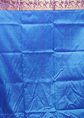 Blue Handloom Baluchari Pure Silk Saree With Blouse Piece