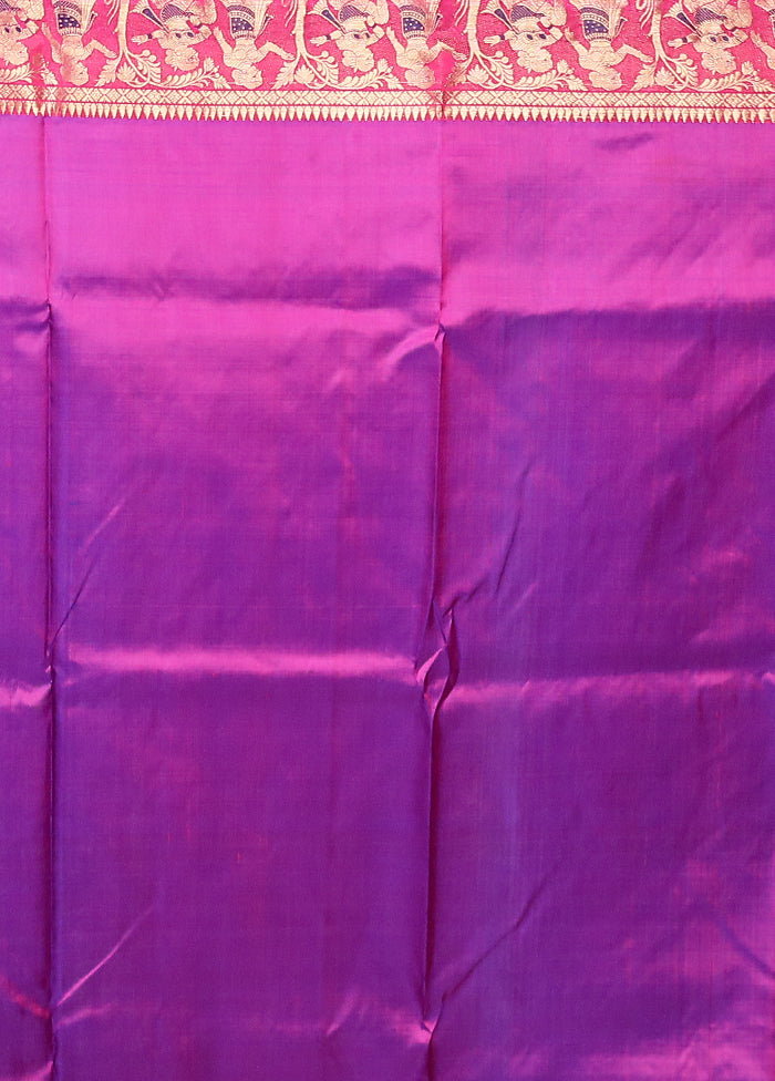 Blue Handloom Baluchari Pure Silk Saree With Blouse Piece