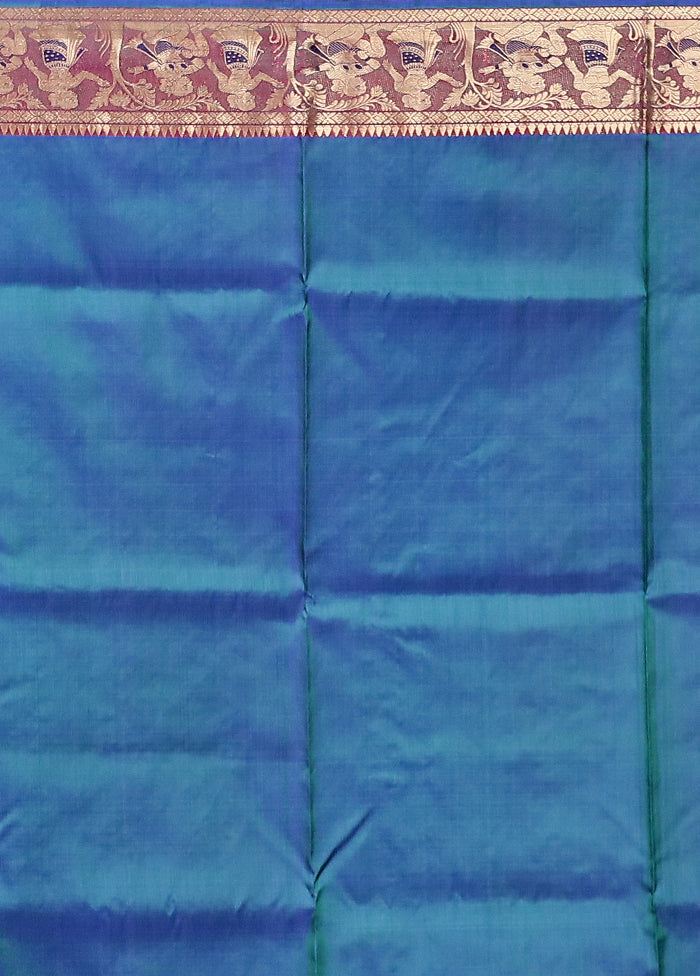 Green Handloom Baluchari Pure Silk Saree With Blouse Piece