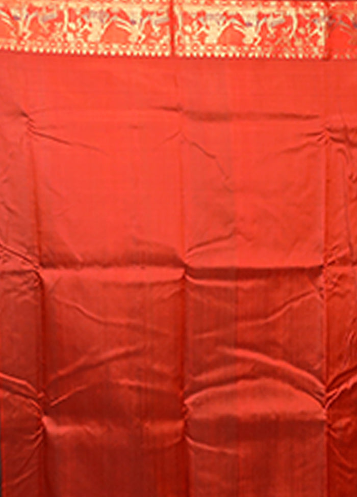 Green Handloom Baluchari Pure Silk Saree With Blouse Piece