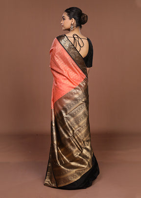 Pink Handloom Kanchipuram Pure Silk Saree With Blouse Piece