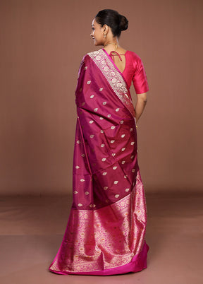 Purple Handloom Katan Pure Silk Saree With Blouse Piece