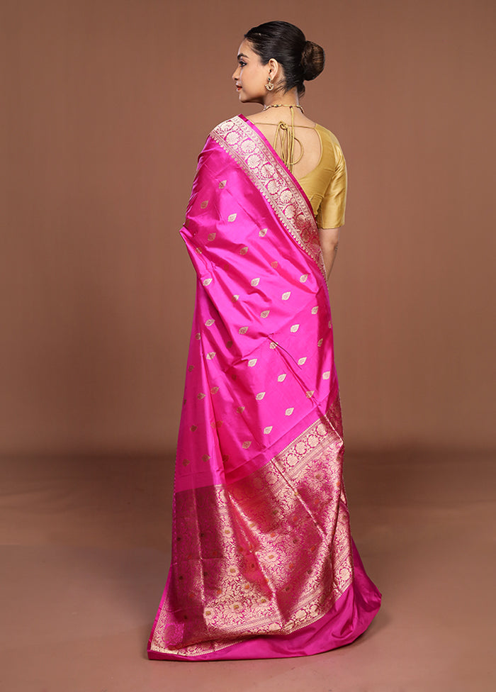 Pink Handloom Katan Pure Silk Saree With Blouse Piece