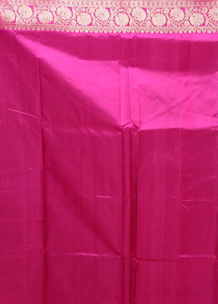 Pink Handloom Katan Pure Silk Saree With Blouse Piece