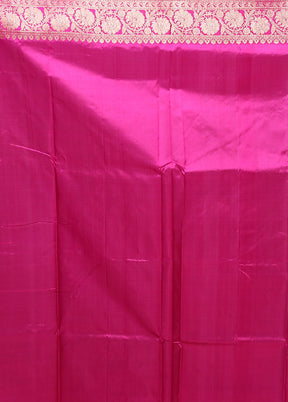 Pink Handloom Katan Pure Silk Saree With Blouse Piece
