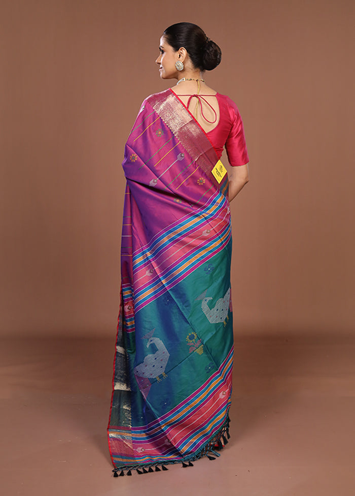 Blue Dupion Silk Saree With Blouse Piece