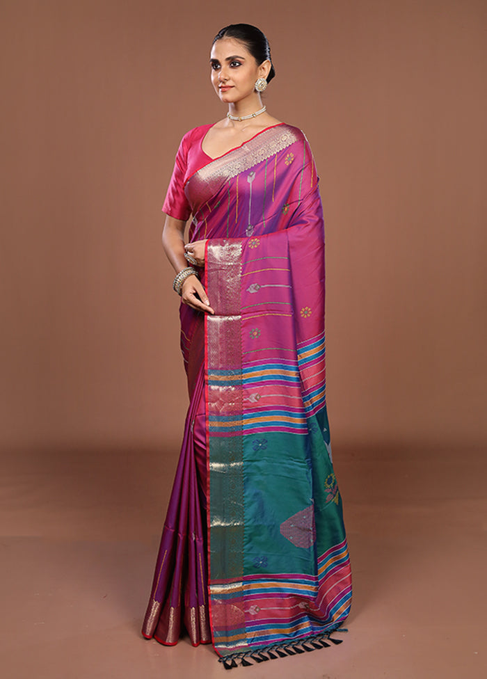 Blue Dupion Silk Saree With Blouse Piece