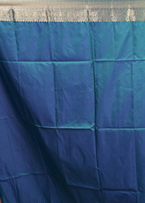 Blue Dupion Silk Saree With Blouse Piece