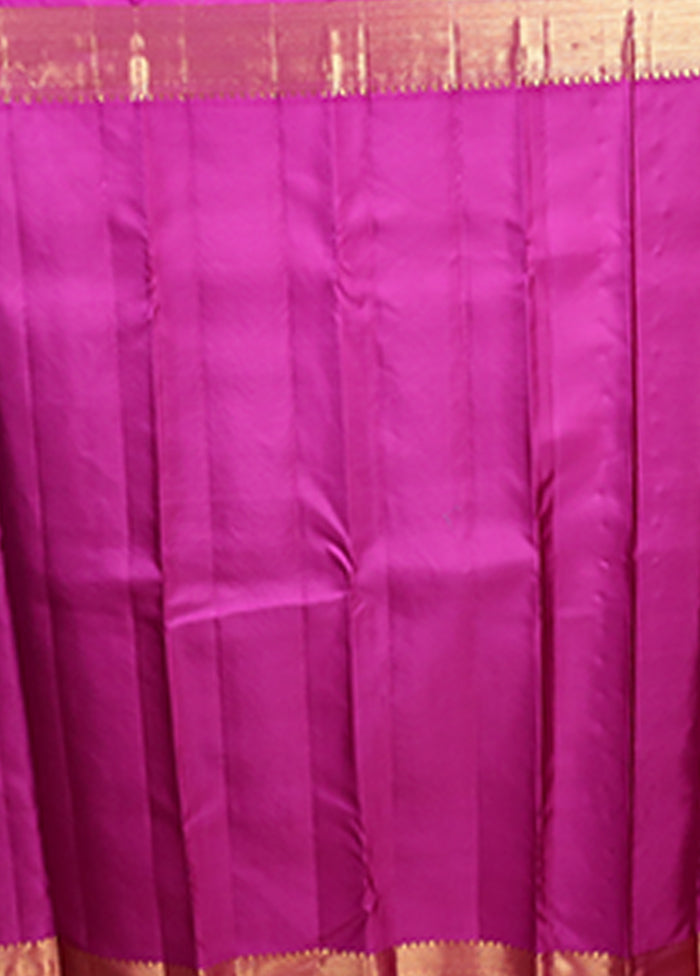 Purple Handloom Kanchipuram Pure Silk Saree With Blouse Piece