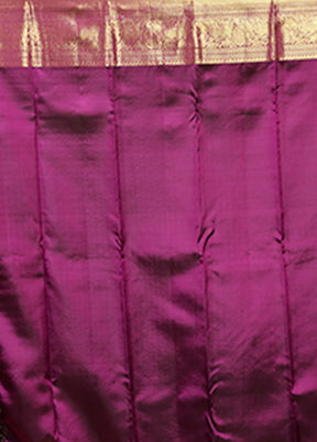 Purple Handloom Kanchipuram Pure Silk Saree With Blouse Piece