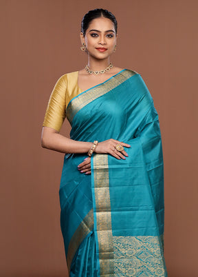 Green Printed Pure Silk Saree Without Blouse Piece
