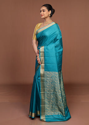 Green Printed Pure Silk Saree Without Blouse Piece