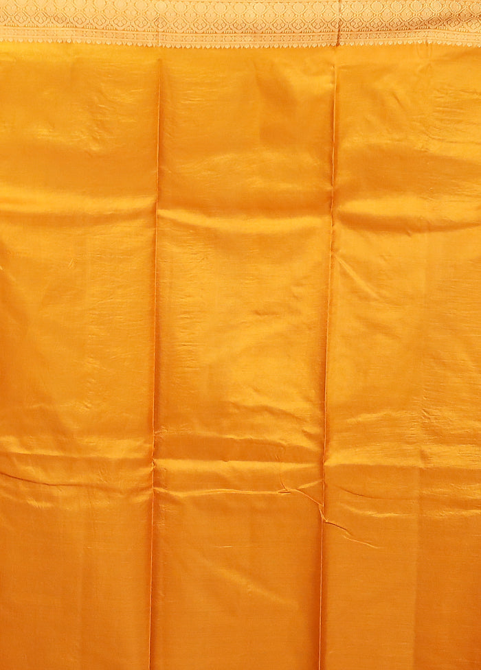 Yellow Printed Pure Silk Saree Without Blouse Piece