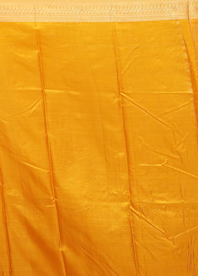 Orange Printed Pure Silk Saree Without Blouse Piece