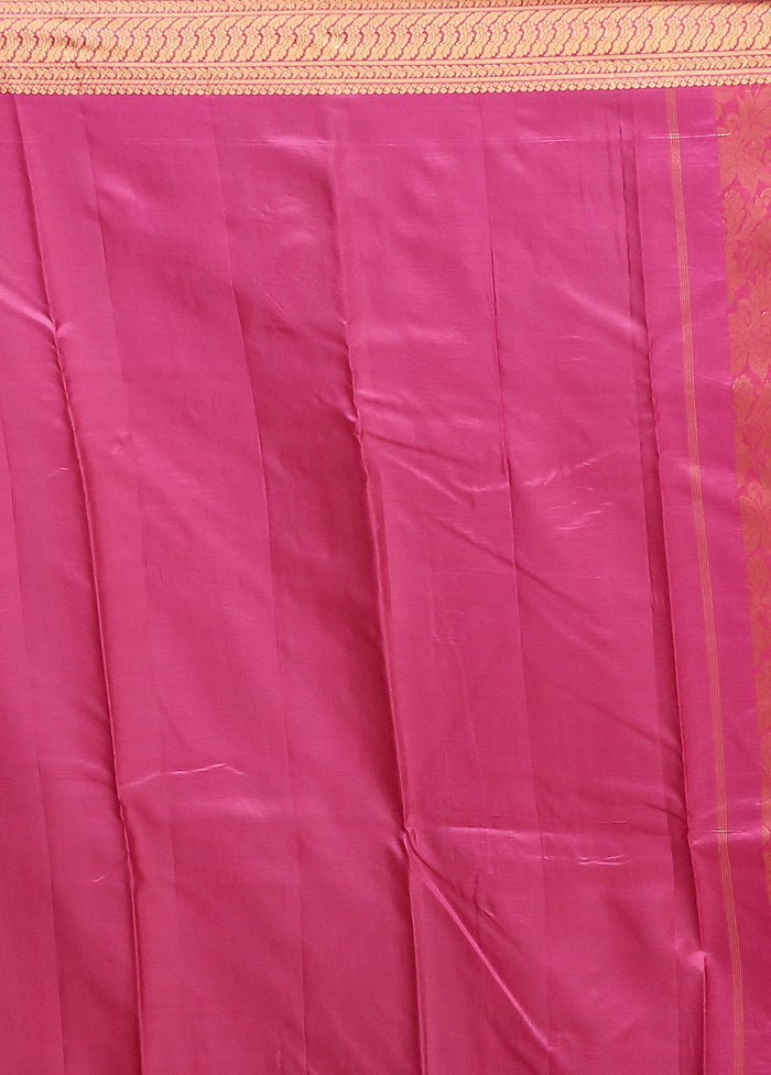 Purple Printed Pure Silk Saree Without Blouse Piece