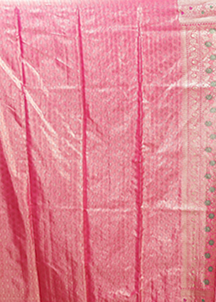 Pink Handloom Kanjivaram Pure Silk Saree With Blouse Piece