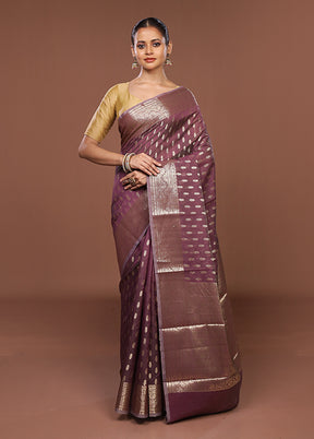 Purple Kora Silk Saree With Blouse Piece