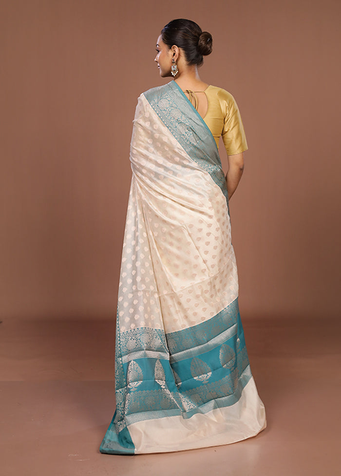 Cream Kora Silk Saree With Blouse Piece